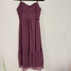 patrons of peace Plum Maxi Ruffle Dress Size Small Cottagecore Peasant Romantic